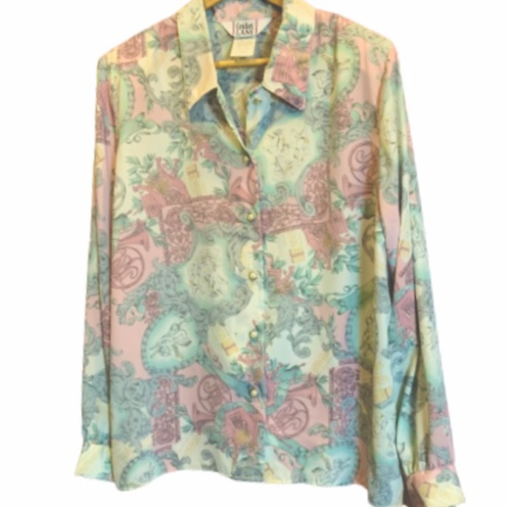 Vintage Cricket Lane Button Down Shirt  Top Blouse Soft Pastel EUC 20W 😍